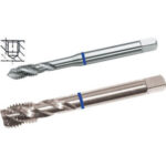 MASCHI A MACCHINA CON COLLARINI COLORATI AD ALTA EFFICIENZA Gambo rinforzato (da mm 12, gambo passante), con elica a 39° per fori ciechi profondi.<br>Filettatura: Metrica - Passo grosso M - DIN 13 (DIN 371/376).<br>Uso destro.<br>Per tutti i tipi di acciai INOX e acciai con truciolo corto con R fino a 1200 N/mm², titanio a truciolo corto. taps with coloured rings 9272GT 14