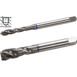 MASCHI A MACCHINA CON COLLARINI COLORATI AD ALTA EFFICIENZA Gambo rinforzato (da mm 12, gambo passante), con elica a 39° per fori ciechi profondi.<br>Filettatura: Metrica - Passo grosso M - DIN 13 (DIN 371/376).<br>Uso destro.<br>Per tutti i tipi di acciai INOX e acciai con truciolo corto con R fino a 1200 N/mm², titanio a truciolo corto.<br>Con rivestimento TiCN. taps with coloured rings 9272GTE 10