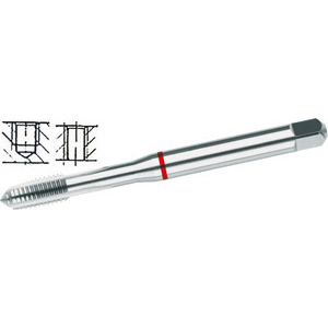 MASCHI A MACCHINA CON COLLARINI COLORATI AD ALTA EFFICIENZA Gambo rinforzato, imbocco corto per fori passanti e ciechi.<br>Filettatura: Metrica - Passo grosso M - DIN 13 (DIN 371).<br>Uso destro.<br>Per acciai ad alta resistenza con R oltre 1200 N/mm² e materiali plastici. taps with coloured rings 9273GA 10