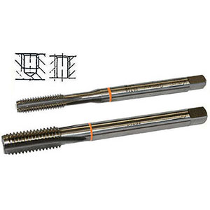 MASCHI A MACCHINA CON COLLARINI COLORATI AD ALTA EFFICIENZA Gambo rinforzato (da mm 12, gambo passante), imbocco corto per fori passanti e ciechi.<br>Filettatura: Metrica - Passo grosso M - DIN 13 (DIN 371/376). Uso destro.<br>Per OTTONE e materiali a truciolo corto. taps with coloured rings 9273GT 10