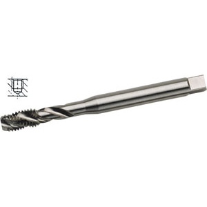 MASCHI PER USO A MACCHINA HSS-E. Imbocco corto. Tipo con elica a 35° destra per acciai da costruzione; per metalli fino a R 900 N/mm², acciai legati e non legati. Fori ciechi profondi. machine taps 9315G 3/8