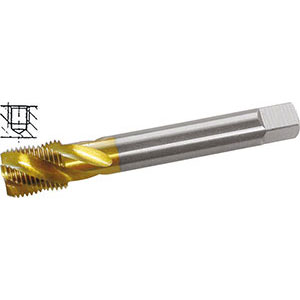 MASCHI PER USO A MACCHINA HSS-E. Imbocco corto. Tipo  con elica a circa 35° per metalli fino a R 900 N/mm², acciai legati e non legati. Fori ciechi profondi. Con rivestimento TIN. machine taps 9325G 1