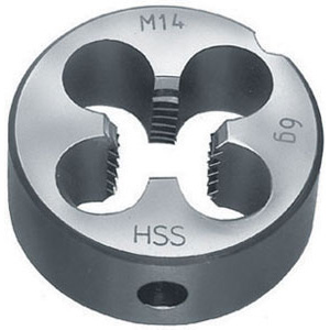 FILIERE STANDARD IN ACCIAIO SUPER RAPIDO HSS Filettatura: Metrica - Passo grosso M. DIN 223.<br>Tolleranza 6 g. HSS dies 9406GA 10