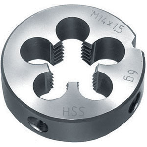 FILIERE STANDARD IN ACCIAIO SUPER RAPIDO HSS Filettatura: Metrica - Passo fine MF. DIN 223.<br>Tolleranza 6 g. HSS dies 9406GF 16 1
