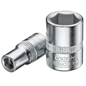 CHIAVI A BUSSOLA ATTACCO 1/4" DIN 3120-ISO 1174 DIN 3124, ISO 2725-1 mis. in mm.<br>Tipo con esagono interno. Lunghezza mm 25. sockets 941RA