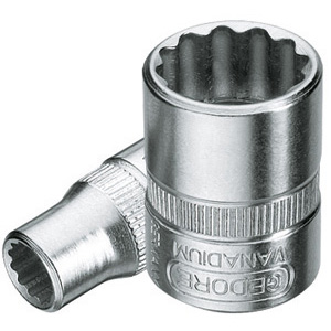 CHIAVI A BUSSOLA ATTACCO 1/4" DIN 3120-ISO 1174 DIN 3124, ISO 2725-1 mis. in mm.<br>Tipo con poligono interno. Lunghezza mm 25. sockets 941RAB