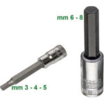 CHIAVI A BUSSOLA ATTACCO 1/4" DIN 3120-ISO 1174 Tipo lungo con esagono esterno. Lunghezza mm 60. sockets 941RG 8