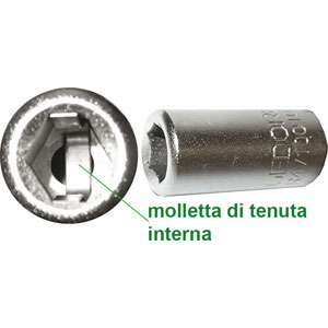 RICAMBI PER CHIAVI A BUSSOLA Riduzione a bussola per inserti, attacco quadro 1/4", attacco esagonale 1/4". Lunghezza mm 25. spare parts for sockets 947GA