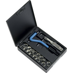 INSERTI FILETTATI IN ACCIAIO INOX Contenuto:<br>5 pz. per misura inserti Art. 9500 G 14x1,25A/ 14x1,25B/ 14x1,25C<br>1 pz. maschio Art. 9501 G 14x1,25<br>1 pz. utensile applicatore Art. 9502 GA 17<br>In cassetta. thread inserts in stainless steel 9504A