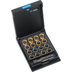 INSERTI FILETTATI IN ACCIAIO INOX Contenuto:<br>4 pz. per misura inserti Art. 9515 GA 14x1,25/14x1,25A/ 14x1,25B/ 14x1,25C<br>1 pz. maschio Art. 9515 GB<br>In cassetta. thread inserts in stainless steel 9515GE