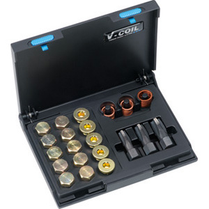 TAPPI FILETTATI Contenuto:<br>5 pz. per misura tappi Art. 9518 GA 13/15/17<br>20 pz. anelli Art. 9518 GB 15<br>10 pz. anelli Art. 9518 GB 17<br>1 pz. per misura maschi Art. 9518 GE 13/15/17<br>In cassetta. thread screws 9518GR