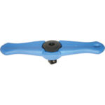 LEVE A CRICCO Leva a cricco con disco per movimento D+S. Impugnatura a 2 bracci in materiale plastico antiscivolo.<br>Ideale per avvitamenti rapidi in combinazione con prolunghe Art. 953 E-EC-F-G.<br>Lunghezza mm 140. ratchets 954