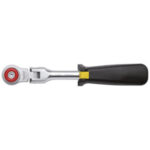 LEVE A CRICCO Leva snodata a cricco, ad angolatura variabile. Con disco per movimento D+S.<br>Impugnatura in gomma. Dentatura finissima.<br>Lunghezza mm 225. ratchets 956RV