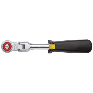 LEVE A CRICCO Leva snodata a cricco, ad angolatura variabile. Con disco per movimento D+S.<br>Impugnatura in gomma. Dentatura finissima.<br>Lunghezza mm 225. ratchets 956RV