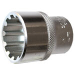 CHIAVI A BUSSOLA ATTACCO 1/2" DIN 3120-ISO 1174 Tipo con PROFILO MULTIPLO per il serraggio di viti con teste esagonali, esagonali consumate/arrotondate fino al 50%, poligonali, TORX, XZN-SPLINE, quadre. Lunghezza mm 36. sockets 971RLF 34