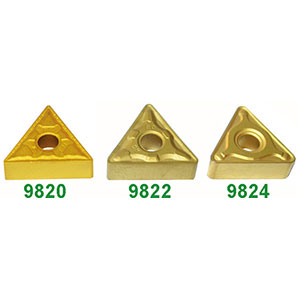 INSERTI PER TORNITURA A FISSAGGIO MECCANICO Per asportazione fine - raggio 0,4.<br>Dimensione mm 15,8x9,52x4,76. carbide tool bits 9820