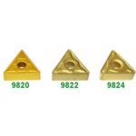 INSERTI PER TORNITURA A FISSAGGIO MECCANICO Per asportazione media - raggio 0,8.<br>Dimensione mm 15,4x9,52x4,76. carbide tool bits 9822