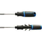 IMPUGNATURE PORTABITS A CRICCO CON ATTACCO MAGNETICO Completo dei seguenti inserti:<br>3 a taglio mm 4,5-5,5-6,5<br>3 a croce PH 1-2-3<br>2 a croce PZ 1-2<br>4 a impronta TORX da T 10-15-20-25 ratchet screwdrivers bits magnetics handles 984GS 5B