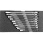 MODULI CON UTENSILI PER CARRELLI ART. 998 G 8A MODULO SINGOLO<br>Larghezza per profondità modulo mm 157,5x310.<br>Contenuto 10 pezzi escluso modulo:<br>10 pz. Art. 879 FA da mm 8-10-12-13-14-15-16-17-18-19. moduls with tools for trolleys art. 998 G 8A 998G 9MA