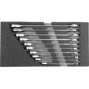 MODULI CON UTENSILI PER CARRELLI ART. 998 G 8A MODULO SINGOLO<br>Larghezza per profondità modulo mm 157,5x310.<br>Contenuto 10 pezzi escluso modulo:<br>10 pz. Art. 879 FA da mm 8-10-12-13-14-15-16-17-18-19. moduls with tools for trolleys art. 998 G 8A 998G 9MA