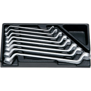 MODULI CON UTENSILI PER CARRELLI ART. 998 G 8A MODULO SINGOLO<br>Larghezza per profondità modulo mm 157,5x310.<br>Contenuto 8 pezzi escluso modulo:<br>8 pz. Art. 880 GR mm 6x7 - 8x9 - 10x11 - 12x13 - 14x15 - 16x17 - 18x19 - 20x22. moduls with tools for trolleys art. 998 G 8A 998G 9P