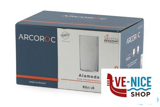 vetro ALAMEDA - CF. 6 BICCHIERI CL 62 Q6480 TEMPERATO ARC INTERNATIONAL FRANCE - immagine 4