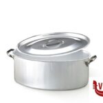 alluminio CASSERUOLA OVALE 3 MM   ALLUMINIO 2 MANIGLIE INOX CM.36 H 15 LT 10,60 CON COPERCHIO AGNELLI