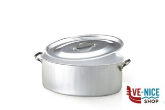 alluminio CASSERUOLA OVALE 3 MM ALLUMINIO 2 MANIGLIE INOX CM.36 H 15 LT 10,60 CON COPERCHIO AGNELLI