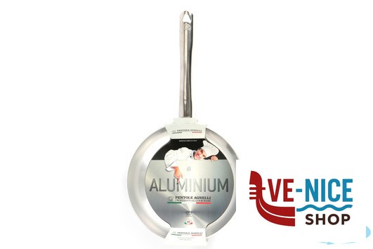 alluminio PADELLA 3 MM ALLUMINIO SVASATA ALTA "SALTARE" CON MANICO TUBOLARE INOX CM 45 H 9,5 AGNELLI - immagine 3