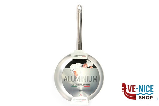 alluminio PADELLA DRITTA ALLUMINIO A FRIGGERE 3 MM CON MANICO TUBOLARE CM 28 H 6 AGNELLI