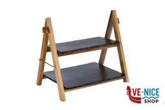 alzate SET ALZATA RICHIUDIBILE IN LEGNO D'ACACIA CM36,5X26,5 H34 CON 2 PIANI IN ARDESIA, IL PRIMO GN 1.2 CM 32,5X26,5 IL SECONDO GN 1.3 32,5X17,6  00958 APS  ASSHEUER POTT GMBH E CO KG