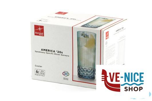 vetro AMERICA '20S BLU ZAFFIRO CONFEZIONE DA 6 BICCHIERI COOLER PER COCKTAIL CL 49 H.16,2 DIAMETRO 7,35 122154 BORMIOLI ROCCO - immagine 4