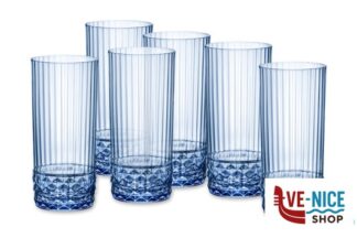 vetro AMERICA '20S BLU ZAFFIRO CONFEZIONE DA 6 BICCHIERI COOLER PER COCKTAIL CL 49 H.16,2 DIAMETRO 7,35 122154 BORMIOLI ROCCO