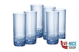 vetro AMERICA '20S BLU ZAFFIRO CONFEZIONE DA 6 BICCHIERI LONG DRINK CL 40 H.15,8 DIAMETRO 6,8 122158 BORMIOLI ROCCO