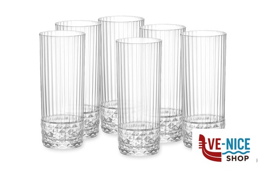 vetro AMERICA '20S CONFEZIONE DA 6 BICCHIERI PER LONG DRINK CL.40 H.15,8 DIAMETRO CM 6,8 122150 BORMIOLI ROCCO