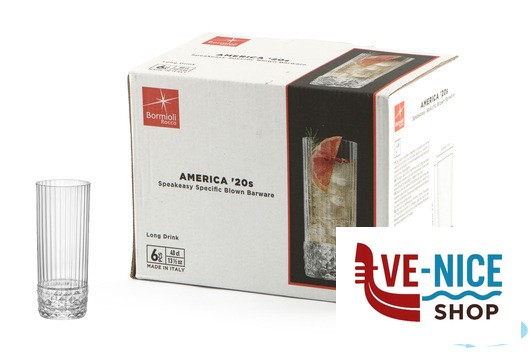 vetro AMERICA '20S CONFEZIONE DA 6 BICCHIERI PER LONG DRINK CL.40 H.15,8 DIAMETRO CM 6,8 122150 BORMIOLI ROCCO - immagine 3