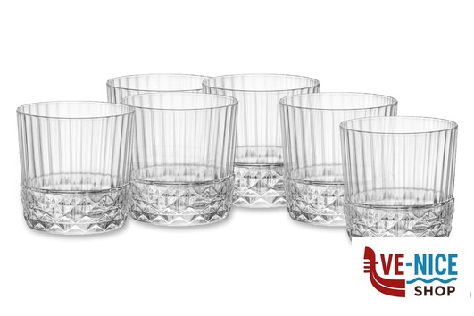 vetro AMERICA '20S CONFEZIONE DA 6 BICCHIERI ROCKS CL.30 H.8,4 DIAMETRO CM 8,4 122138 BORMIOLI ROCCO