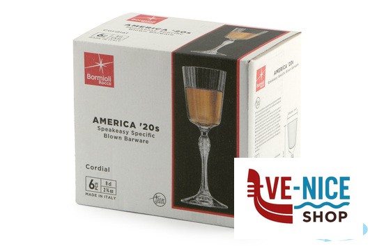 vetro AMERICA '20S CONFEZIONE 6 CALICI CORDIAL CL 8 H CM 15 DIAMETRO 5,6 122146 BORMIOLI ROCCO - immagine 4