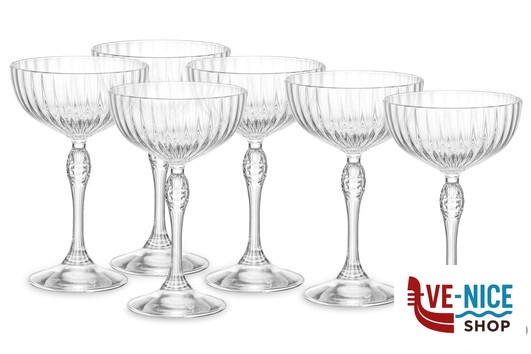vetro AMERICA '20S CONFEZIONE DA 6 CALICI PER COCKTAIL COUPE H.15,7 CL.23 DIAMETRO 9,8 122137 BORMIOLI ROCCO