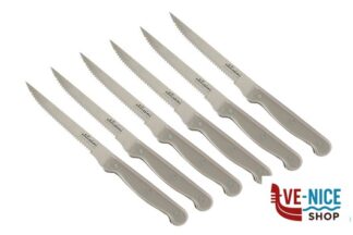 acciaio ANGUS-CONFEZIONE 6 COLTELLI BISTECCA LAMA CM12 DENTATA MANICO PLASTICA COLORI ASSORTITI HT3P145 GICOS IMPORT EXPORT SRL