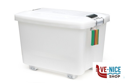 box ARAVEN-CONTENITORE X ALIMENTI CM.65X43XH.45 70LT. CON RUOTE 01870 ARAVEN