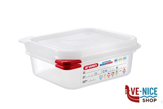 plastica ARAVEN GASTRONORM ERMETICO 1.6 L.1,1 176X162X65 3023 ARAVEN