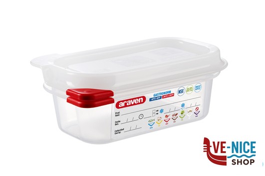 plastica ARAVEN GASTRONORM ERMETICO 1.9 L.0,6 176X108X65 3020 ARAVEN