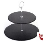 0 ALZATA IN ARDESIA NATURALE A 2 PIANI 25-20 CM, H.24 CM CON PIEDINI ANTISCIVOLO SPESSORE 4-7 MM 00989 APS  ASSHEUER POTT GMBH E CO KG