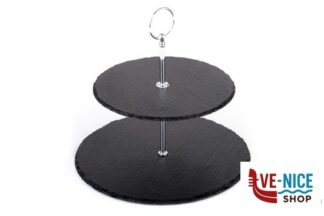 0 ALZATA IN ARDESIA NATURALE A 2 PIANI 25-20 CM, H.24 CM CON PIEDINI ANTISCIVOLO SPESSORE 4-7 MM 00989 APS ASSHEUER POTT GMBH E CO KG