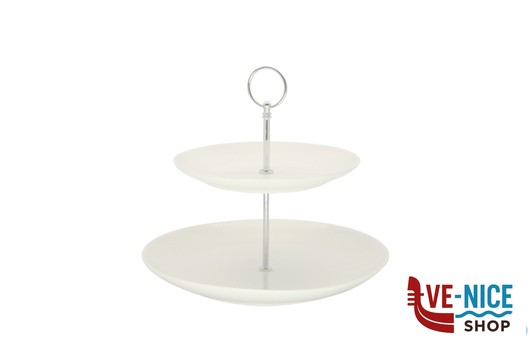 porcellana B.B. WHITE-ALZATA 2 PIANI TONDA CM.27,2XH.23 BA1837-Z02 IMPORT TAVOLA PROFESSIONAL