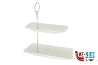 porcellana B.B. WHITE-ALZATA 2 PIANI RETTANGOLARE CM.23X11,6XH.26 BA1050-Z01 IMPORT TAVOLA PROFESSIONAL