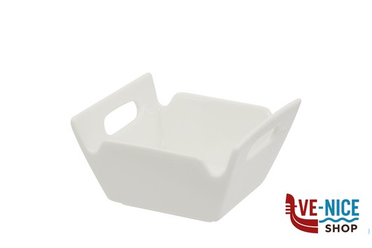 porcellana B.B. WHITE-CESTINO QUADRO CON MANICI PICCOLO PORCELLANA CM.10X9,7X5,8 IMPORT TAVOLA PROFESSIONAL