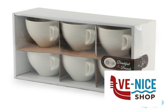 porcellana B.B. WHITE-CONFEZIONE 6 TAZZE CAPPUCCIO 200ML SENZA PIATTO BA2832 IMPORT TAVOLA PROFESSIONAL - immagine 3