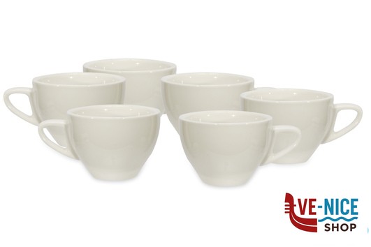 porcellana B.B. WHITE-CONFEZIONE 6 TAZZE CAPPUCCIO 200ML SENZA PIATTO BA2832 IMPORT TAVOLA PROFESSIONAL